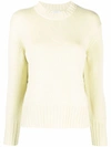 Malo Ribbed Edge Cashmere Jumper In Golden Green