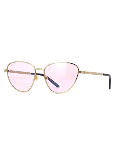 Gucci Gg0803s Sunglasses In Gold Gold Pink