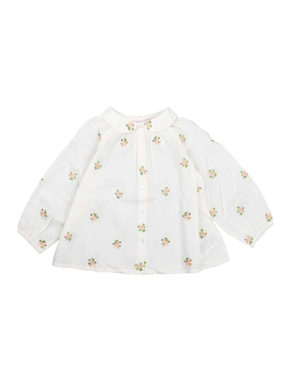 Bonpoint Babies' Light Pink Shirt With Fluo Flowers