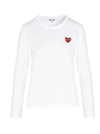 Comme Des Garçons Play Comme Des Garcons Play White Heart Patch Long Sleeve T-shirt In Bianco