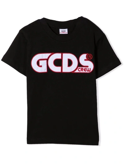 Gcds Mini Black T-shirt For Kids With Logo In Nero