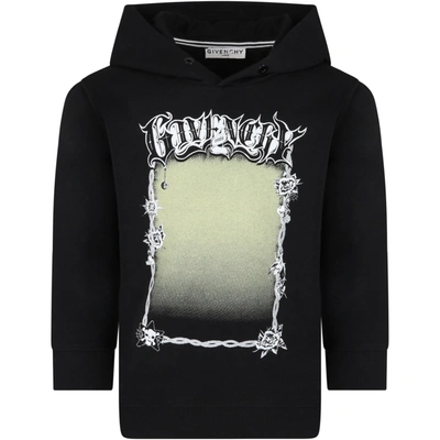 Givenchy Kids' Black Sweatshirt For Boy With Prints In Nero