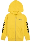 Off-white Yellow Cotton Hoodie With Logo Print In Giallo E Nero