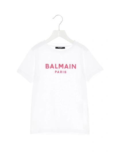 Balmain Kids' T-shirt In Bianco/rosa