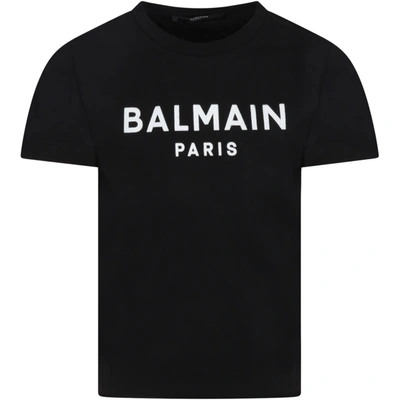 Balmain Kids' Logo-print T-shirt In Black