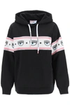 Chiara Ferragni Logomania Drawstring Hoodie In Nero
