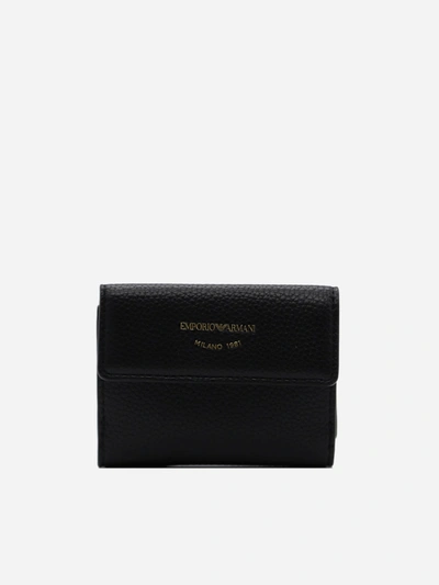 Emporio Armani Wallet With Contrast Screen-printed Logo Detail In Nero