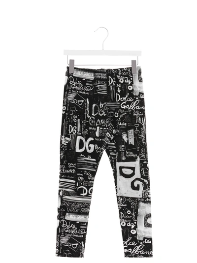 Dolce & Gabbana Kids' Dg Next Leggings In Nero/bianco