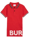 BURBERRY JEROME COTTON PIQUET RED POLO SHIRT WITH LOGO