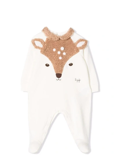 Il Gufo Babies' Embroidered Long-sleeved Romper In Neutrals