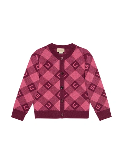 Gucci Kids' Pink Girl Cardigan In Bordeaux Pink