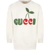 GUCCI IVORY SWEATSHIRT FOR KIDS WITH CHERRY PRINT