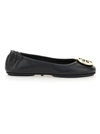 Tory Burch Logo Plaque Ballerina Shoes In Perfect Black/gold