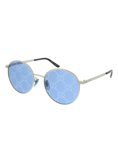 Gucci Gg-lens Round-frame Sunglasses In Blue