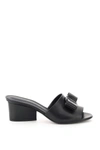 Ferragamo Valery Bow-embellished Leather Mules In Nero (black)