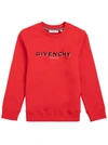 GIVENCHY RED COTTON SWEATSHIRT WITH LOGO