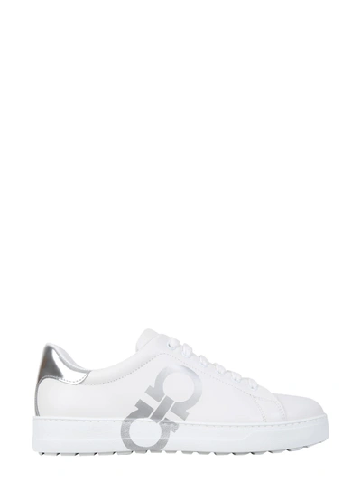 Ferragamo Number Bicolor Gancini Low-top Sneakers In White