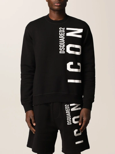 Dsquared2 Printed Logo Sweatshirt In Black