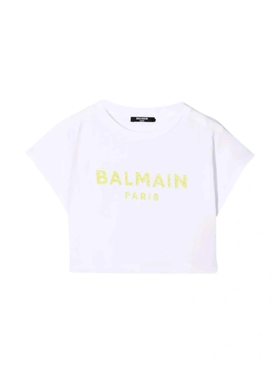 Balmain Kids' Unisex White T-shirt In Bianco