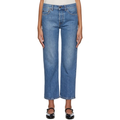 The Row Goldin Low-rise Kick-flare Cropped Jeans In Blue