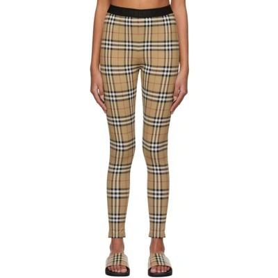 BURBERRY BEIGE VINTAGE CHECK BELVOIR LEGGINGS