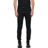 Balmain Brushed Cotton Biker Joggers With Embossed Logo In Black/white
