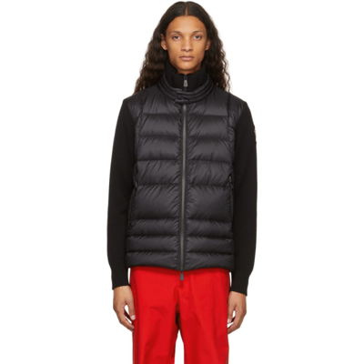 Moncler Roll-neck Padded Cardigan In Black
