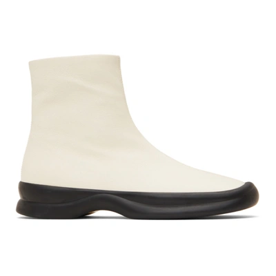 The Row Town Calfskin Zip Booties In Milk