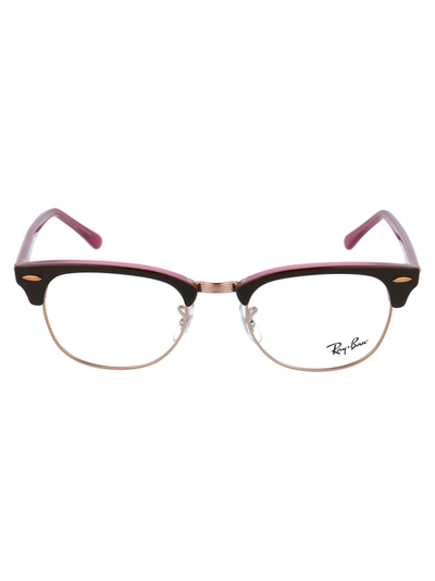 Ray Ban Clubmaster Glasses In 5886 Top Brown On Opal Pink