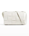 Bottega Veneta The Cassette Intrecciato Crossbody Bag In White/silver