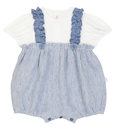 Il Gufo Baby Cotton Onesie In Celeste Scuro