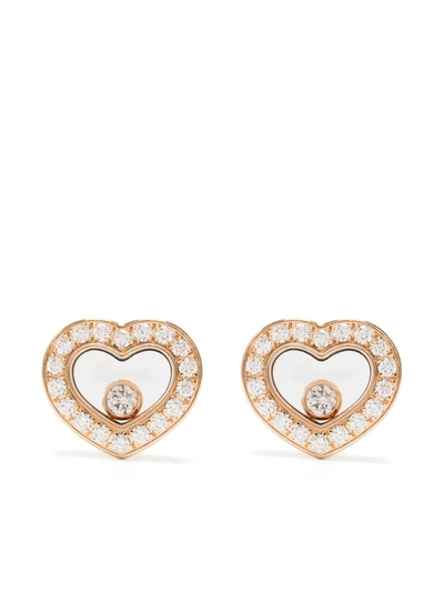 Chopard 18kt Rose Gold Happy Diamonds Icons Diamond Stud Earrings In Pink