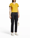 Eileen Fisher Organic Pima Cotton Jersey V-neck Tee In Mustard Seed