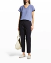 Eileen Fisher Organic Pima Cotton Jersey V-neck Tee In Periwinkle