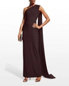 Alex Perry Jude Draped One-shoulder Column Gown In Chocolate