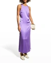 Loulou Studio Sula Satin Silk-blend Dress In Purple