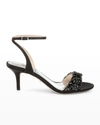 Badgley Mischka Richelle Crystal Satin Stiletto Sandals In Black