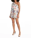 Saint Laurent Strapless Floral Pattern Pleated Mini Dress In Multicolor
