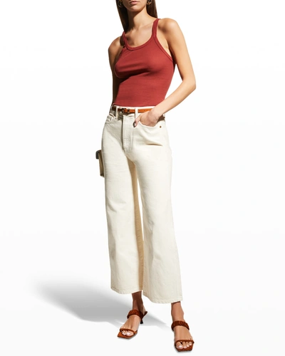 Re/done Ribbed Scoop-neck Fitted Tank In Hickory