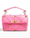 Valentino Garavani Roman Stud Large Quilted Leather Shoulder Bag In Feminine Pink