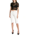 Saint Laurent Cropped Open-knit Cotton And Silk-blend Polo Shirt In Nero