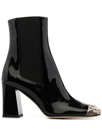 Sergio Rossi Contrasting Toecap Boots In Black