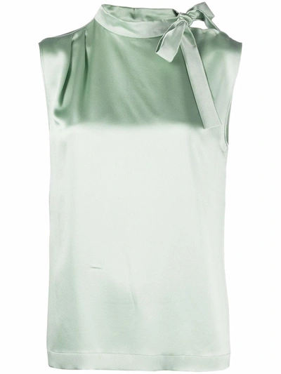 Alberta Ferretti Pussy-bow Silk Blouse In Green