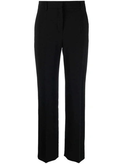 Alberta Ferretti Crepe Straight-leg Trousers In Black