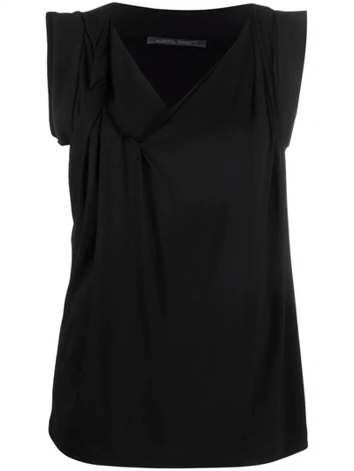 Alberta Ferretti Sleeveless V-neck Blouse In Black