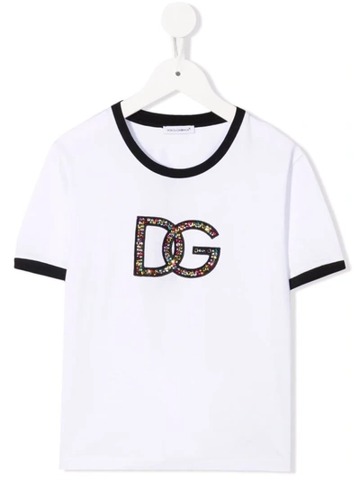 Dolce & Gabbana Kids' Crystal-logo T-shirt In White