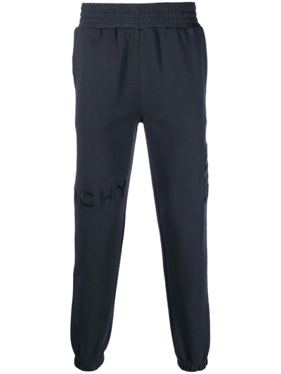 Givenchy Embroidered 4g-motif Track Pants In Blue
