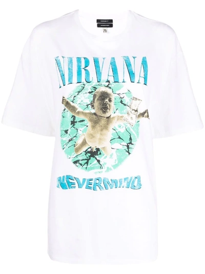 R13 White Crewneck T-shirt With Nirvana Print In Multi-colour