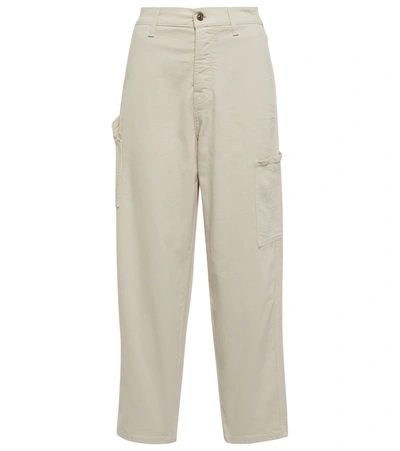 7 For All Mankind Dylan Mid-rise Wide-leg Trousers In Beige