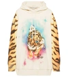Stella Mccartney Ladies Magnolia Tiger Print Cotton Hoodie In Magnolia